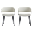 Luce Oatmeal Textured Leatherette Dining Chair with Metal Legs - Set of 2