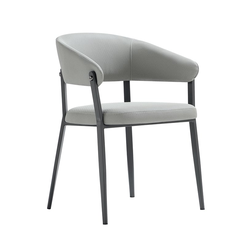 Belle Stone Grey Textured Leatherette Dining Chair with Metal Legs - Set of 2