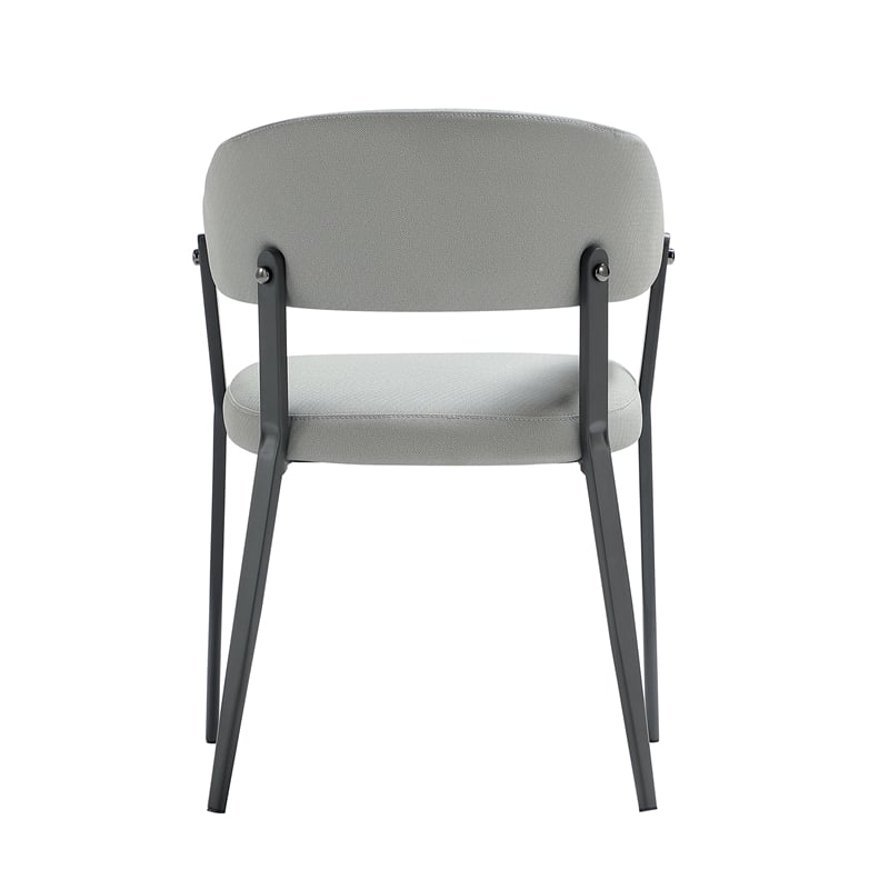 Belle Stone Grey Textured Leatherette Dining Chair with Metal Legs - Set of 2