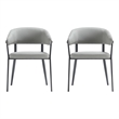 Belle Stone Grey Textured Leatherette Dining Chair with Metal Legs - Set of 2