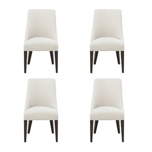 Beever Cream Chenille Dining Chair with Rubberwood Legs - Set of 4