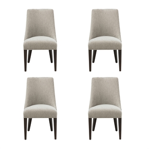 Beever Taupe Chenille Dining Chair with Rubberwood Legs - Set of 4