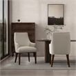 Beever Taupe Chenille Dining Armchair with Rubberwood Legs - Set of 2