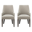 Beever Taupe Chenille Dining Armchair with Rubberwood Legs - Set of 2