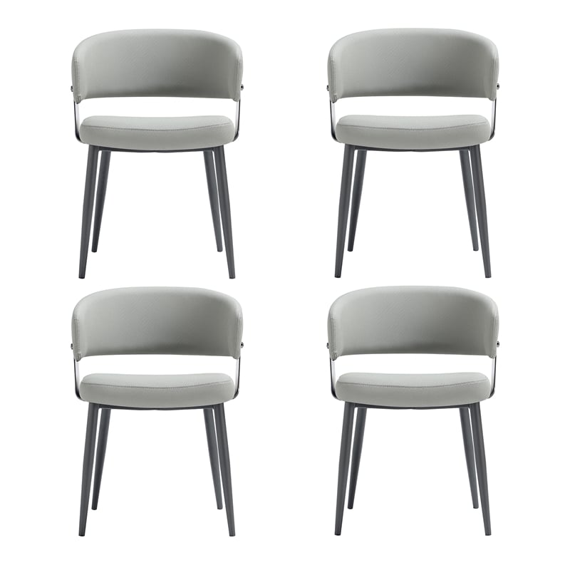 Luce Stone Grey Textured Leatherette Dining Chair with Metal Legs - Set of 4