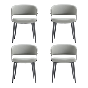 Luce Stone Grey Textured Leatherette Dining Chair with Metal Legs - Set of 4