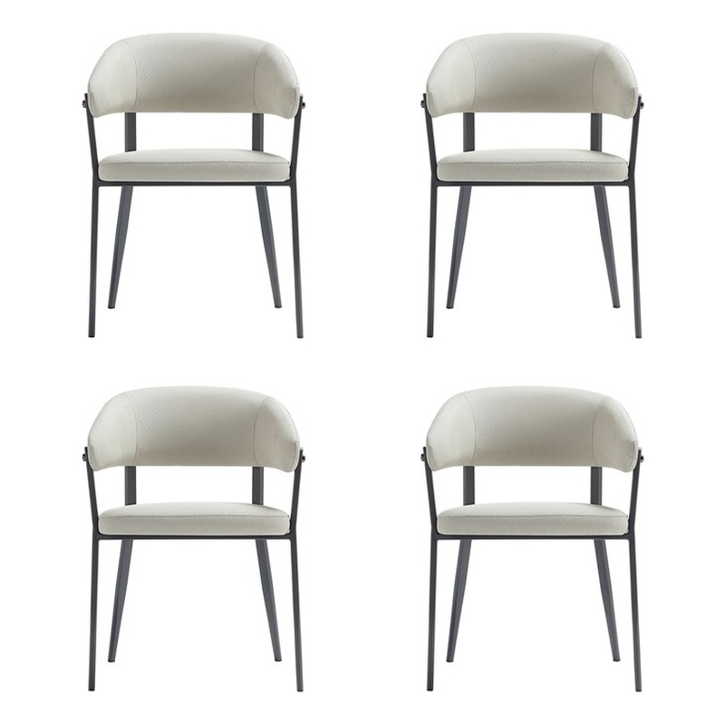 Belle Oatmeal Textured Leatherette Dining Chair with Metal Legs - Set of 4