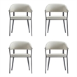 Belle Oatmeal Textured Leatherette Dining Chair with Metal Legs - Set of 4