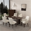 6-Piece Beever Cream Chenille Dining Chair and Arm Chair with Rubberwood Legs