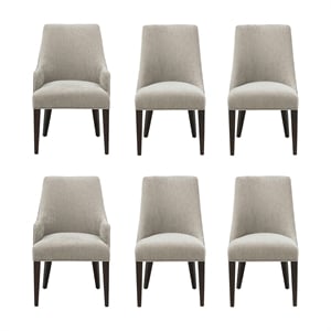 6-Piece Beever Taupe Chenille Dining Chair and Arm Chair with Rubberwood Legs