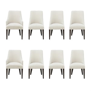 8-Piece Beever Cream Chenille Dining Chair and Arm Chair with Rubberwood Legs