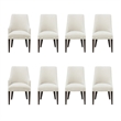8-Piece Beever Cream Chenille Dining Chair and Arm Chair with Rubberwood Legs