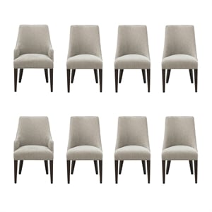 8-Piece Beever Taupe Chenille Dining Chair and Arm Chair with Rubberwood Legs