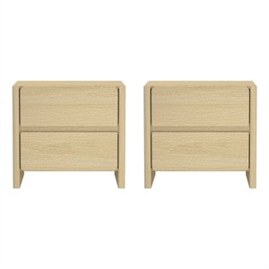 Linda Modern Nightstand in Natural Oak (2-Drawer) - Set of 2