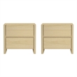 Linda Modern Nightstand in Natural Oak (2-Drawer) - Set of 2