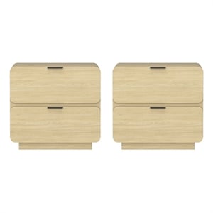 Chrystie Contemporary Modern Nightstand in Natural (2-Drawer) - Set of 2