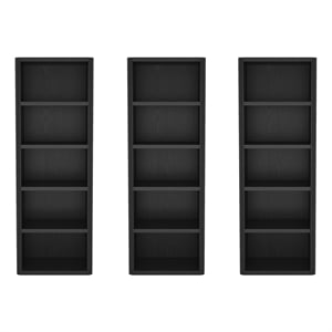 Rivington Modern Open Bookcase in Black (5-Shelf) - Set of 3