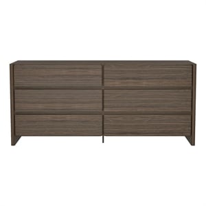 Linda Modern 72&quot Double Wide Dresser in Walnut Brown (6-Drawer)