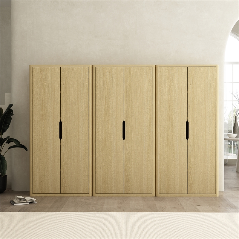Rivington Modern Bookcase Cabinet in Natural Oak (5-Shelf) - Set of 3
