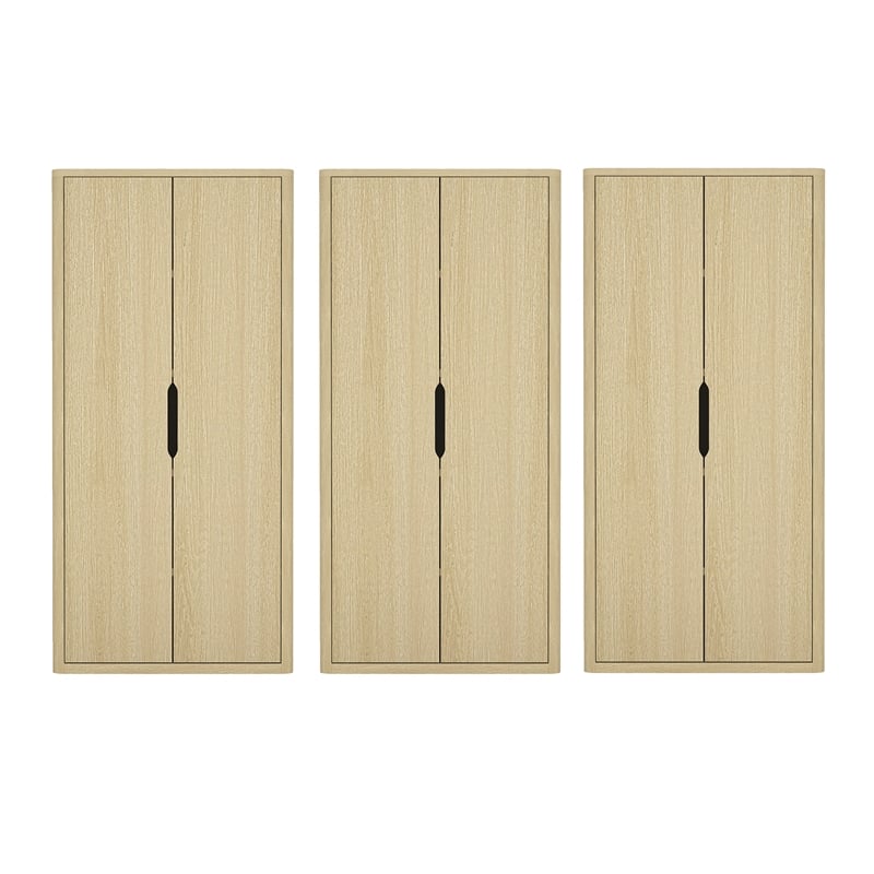 Rivington Modern Bookcase Cabinet in Natural Oak (5-Shelf) - Set of 3