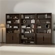 Rivington Modern Bookcase Cabinet in Walnut (4-Shelf) - Set of 3