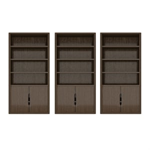 Rivington Modern Bookcase Cabinet in Walnut (4-Shelf) - Set of 3