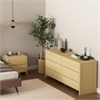 Linda Modern 2-Piece Double Wide Dresser and Nightstand in Natural Oak