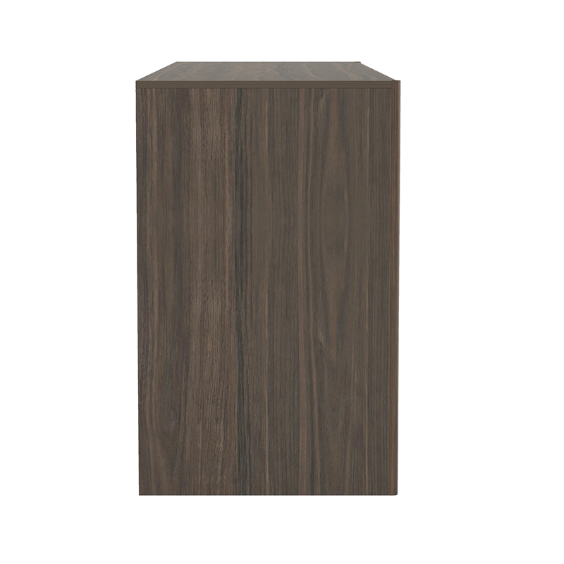 Linda Modern 2-Piece Double Wide Dresser and Nightstand in Walnut Brown