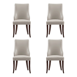 Connie Modern Wood Vegan Leather and Velvet Dining Chair in Gray - Set of 4