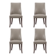 Connie Modern Wood Vegan Leather and Velvet Dining Chair in Taupe - Set of 4