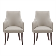 Connie Modern Wood Vegan Leather and Velvet Armchair in Light Gray - Set of 2