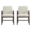 Stella Modern Wood Velvet Armchair in Cream - Set of 2