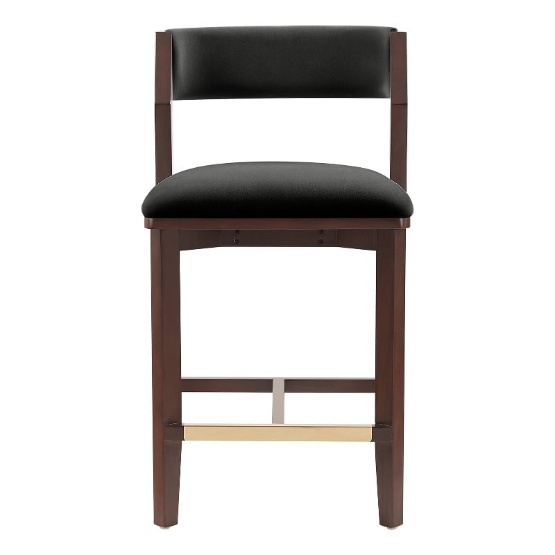 Patricia Modern Wood Upholstered Counter Stool in Black