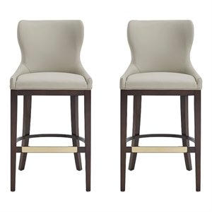 Blair Modern Wood Upholstered Barstool in Stone - Set of 2