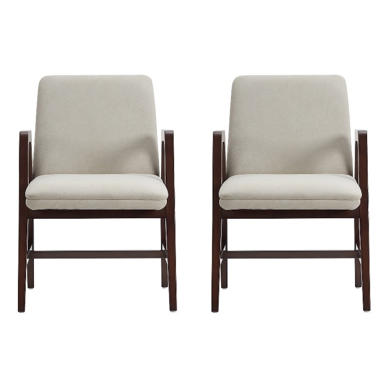 Stella Modern Wood Velvet Armchair in Champagne - Set of 2