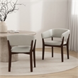 Blake Modern Wood Faux Mohair Armchair in Greige - Set of 2