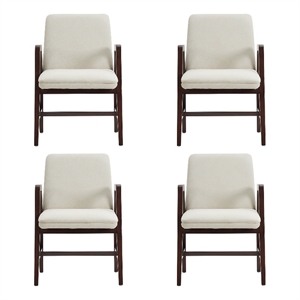 Stella Modern Wood Velvet Armchair in Cream - Set of 4