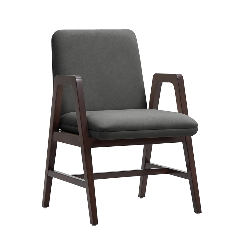 Stella Modern Wood Velvet Armchair in Graphite - Set of 4
