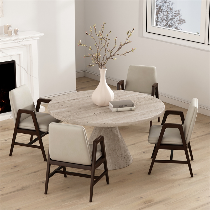 Stella Modern Wood Velvet Armchair in Champagne - Set of 4