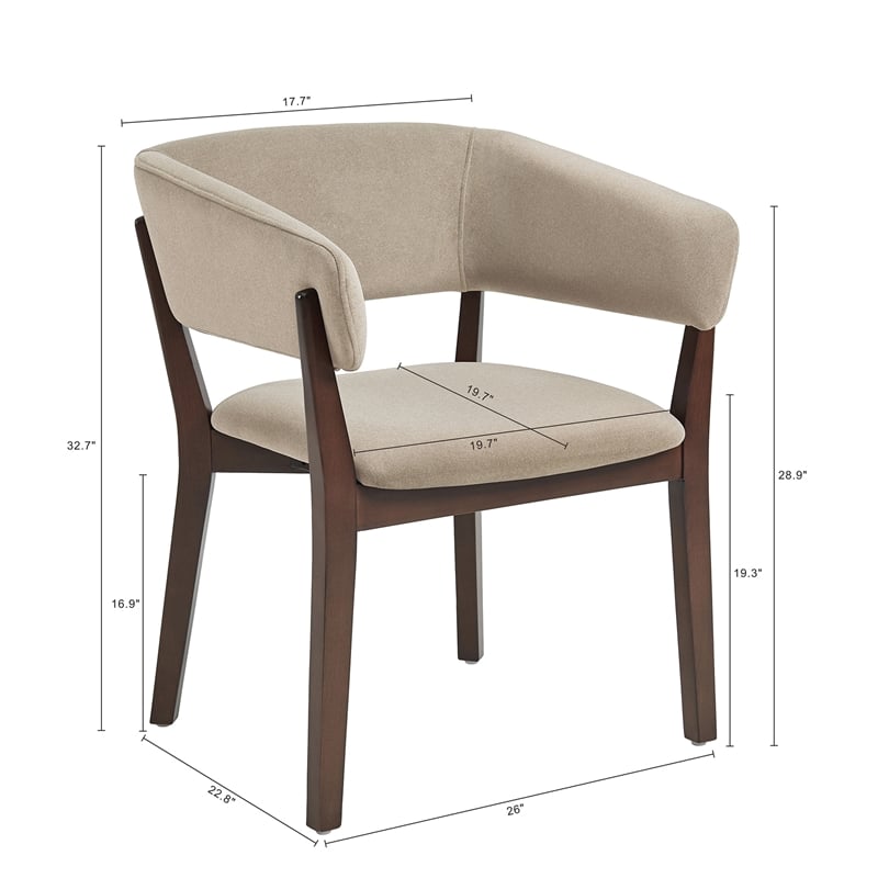 Blake Modern Wood Faux Mohair Armchair in Natural - Set of 4