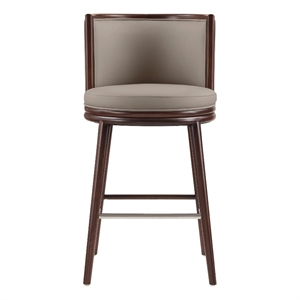 Evalyn Modern Wood Upholstered Barstool in Taupe