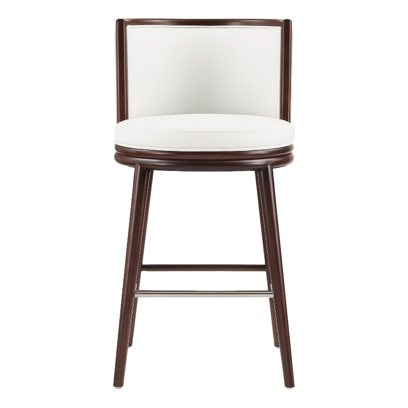 Evalyn Modern Wood Upholstered Barstool in White