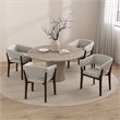 Blake Modern Wood Faux Mohair Armchair in Greige - Set of 4