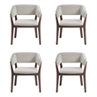 Blake Modern Wood Faux Mohair Armchair in Greige - Set of 4