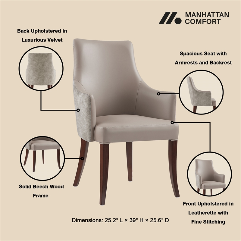 Connie Modern 6-Piece Dining Chair Set in Taupe