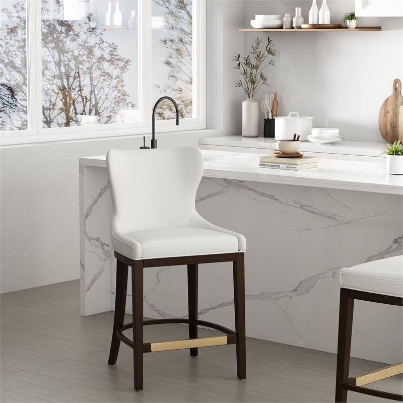 Blair Modern Wood Upholstered Counter Stool in White