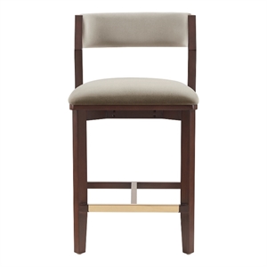 Patricia Modern Wood Upholstered Counter Stool in Linen
