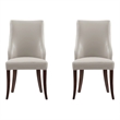Connie Modern Wood Vegan Leather and Velvet Dining Chair in Gray - Set of 2