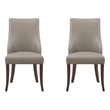 Connie Modern Wood Vegan Leather and Velvet Dining Chair in Taupe - Set of 2