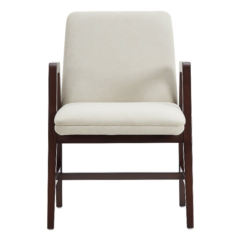 Stella Modern Wood Velvet Armchair in Cream
